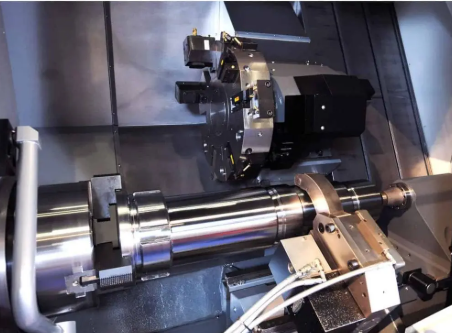 CNC turning machine with bar work