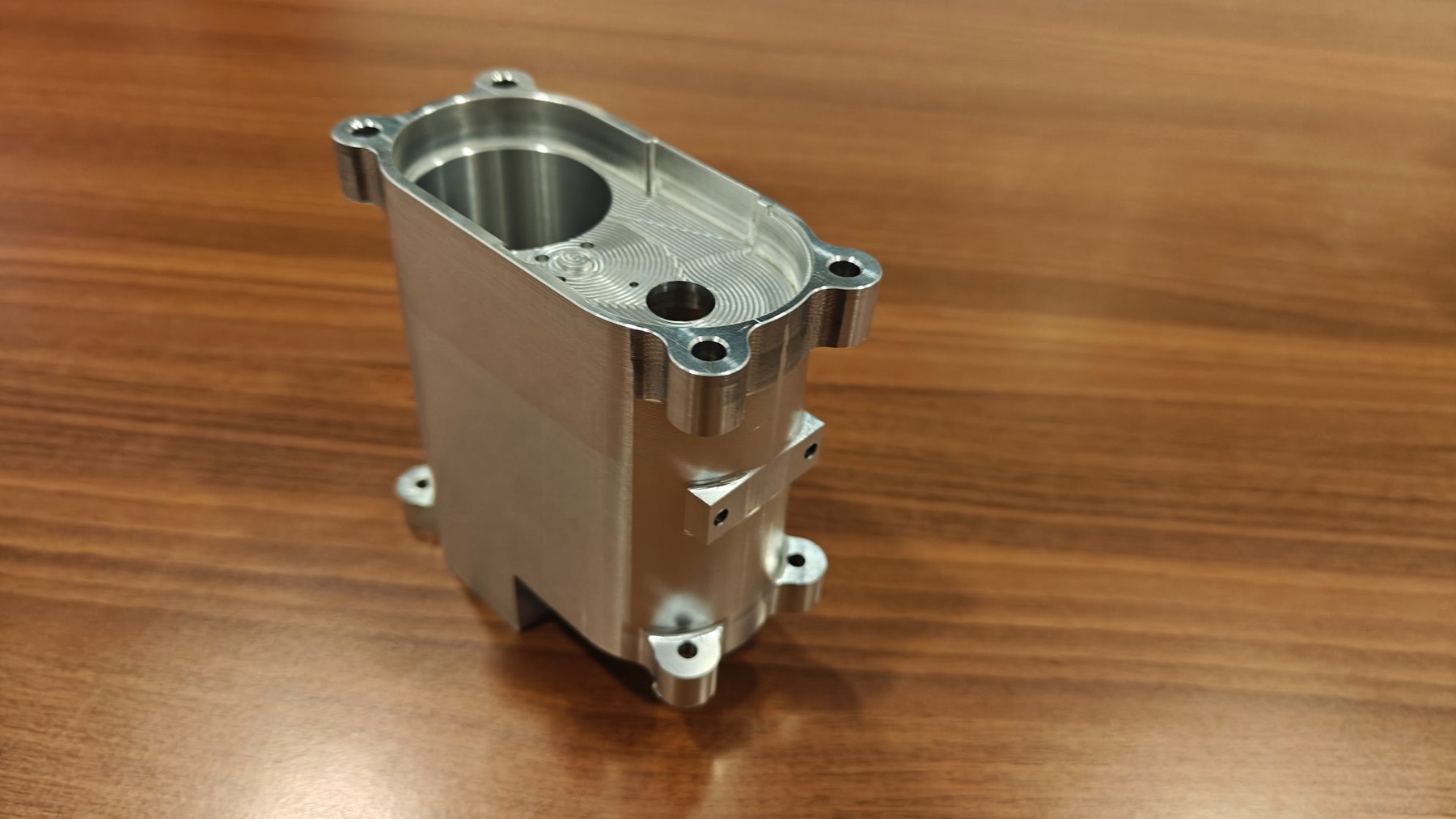 Precision machined aluminium housing with complex internal features
